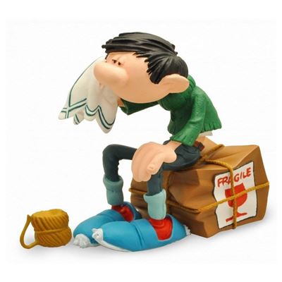  Gaston Lagaffe - Figurine Resine - Caisse Fragile - 20cm