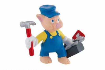 BULLYLAND Figurine Les Trois Petits Cochons : Petit Cochon Bricoleur