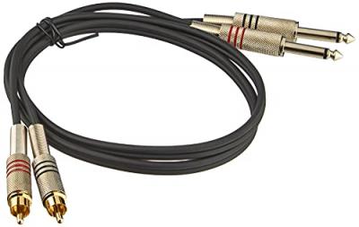 ADAM HALL  Cables 3 STAR TPC 0100 - C&acirc;ble Audio 2 x RCA m&acirc;le vers 2 x Jack 6,35 mm mono 1 m