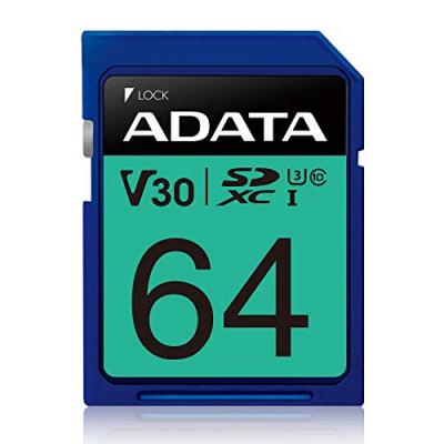 ADATA  ASDX64GUI3V30S-R m&eacute;moire flash 64 Go SDXC UHS-I Classe 10, Carte m&eacute;moire