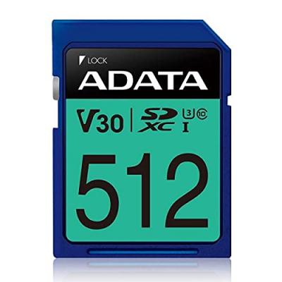 ADATA  Carte m&eacute;moire SDXC Premier Pro 512 Go UHS-I U3 Classe 10 V30