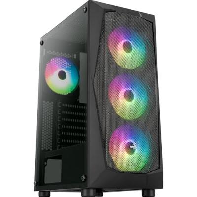 AEROCOOL  ACCM-PV41142.11 Bo&icirc;tier Moyen Tour ATX Falcon A v2 RGB avec Panneau Vitr&eacute;, Noir