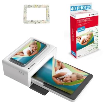 AGFAPHOTO AGFA PHOTO Pack Imprimante Realipix Moments + Cartouche 40 photos 10x15 cm + Joli cadre magn&eacute;tique - Bluetooth - Blanc