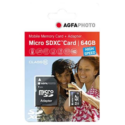  Agfa Photo Uhs-i 64gb High Speed C10 U3 V30+adapter Memory Card Noir