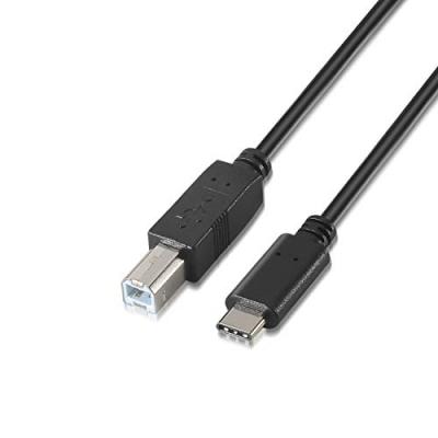 AISENS  - usb 2.0 printer 3a cable, usb-c/m-b/m type, black, 1.0m