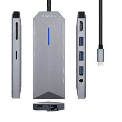 AISENS  ASUC-9P001-GR station d'accueil Avec fil Thunderbolt 3 Gris