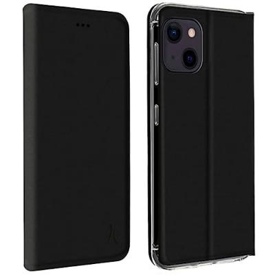 AKASHI  FUNDA Negra Folio PORTATARJETAS Y Stand Para Apple IPHONE 13