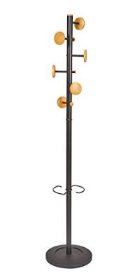 ALBA PMMUSIC N Porte-Manteau, Acier, Noir/Bois Clair, Moyen