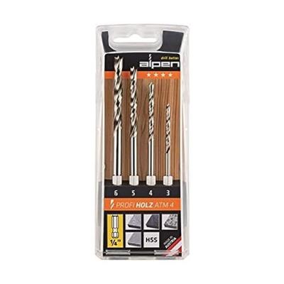 Alpen 603002100 Jeu de forets pour le bois 4 pi&egrave;ces 3 mm, 4 mm, 5 mm, 6 mm 1/4 (6,3 mm) 1 set