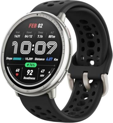 AMAZFIT Montre connect&eacute;e  Active 2 R 1,32"" 2 000 nits Cartes hors ligne Argent Noir