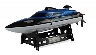 AMEWI Bleu Barracuda V2 Bateau RC d&eacute;butant motoris&eacute; pr&ecirc;t &agrave; fonctionner (RtR) 355 mm