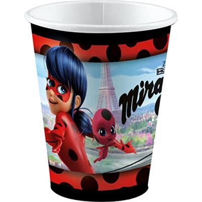 NO NAME Amscan tasses de f&ecirc;te Miraculous 250 ml 8 pi&egrave;ces rouge/noir