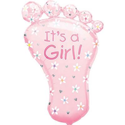ANAGRAM Ballon alu pied rose 'it's a girl'