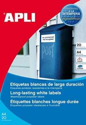 APLI Agipa Etiquette, r&eacute;sistant aux intemp&eacute;ries, 105 x 148 mm