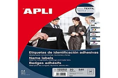GENERIQUE Apli 012252 20 Badge Textile Adh&eacute;sif, 63,5 x 29,6mm, Blanc