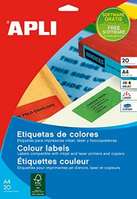 APLI  12994 &Eacute;tiquettes vertes permanentes 105,0 x 148,0 mm 20 feuilles