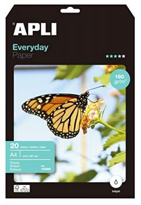 APLI Pochette 20 feuilles papier photo brillant  FSC 210 x 297 mm