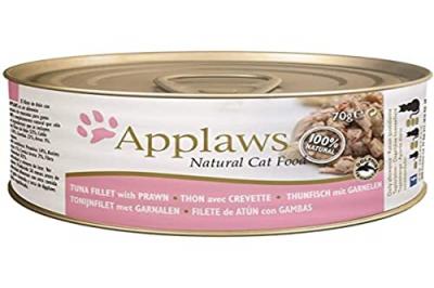 APPLAWS  Nourriture P&acirc;t&eacute;e pour Chat &Eacute;tain Thon Filet/Crevettes - 70 g