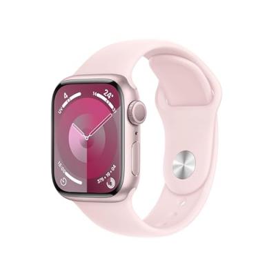 Apple Watch Series 9 GPS 41 mm Bo&icirc;tier en aluminium Rose avec bracelet sport Rose clair M/L 