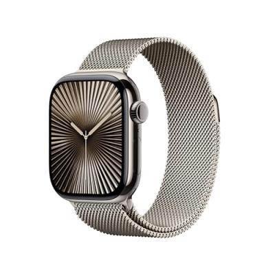 Apple Watch Series 10 GPS + Cellular 42mm Bo&icirc;tier en Titane Naturel avec Bracelet Milanais Naturel 