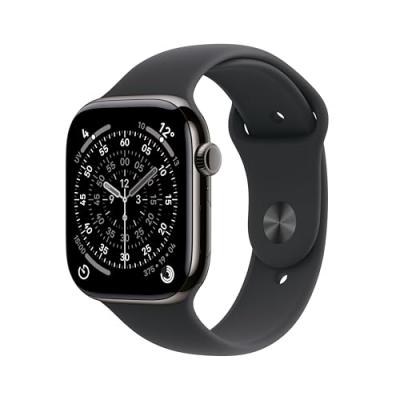 Watch Series 11 GPS + Cellular 46mm Boitier en Titane Ardoise avec Bracelet Sport Noir - M/L