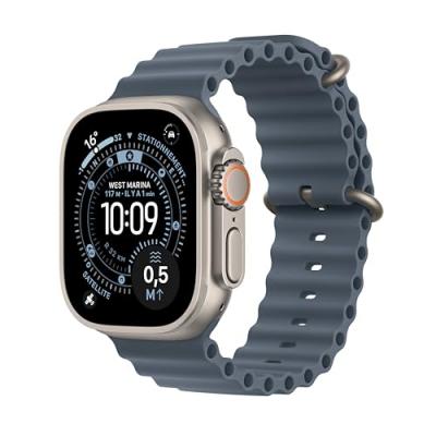 Watch Ultra 3 GPS + Cellular 49mm Boitier en Titane Naturel avec Anchor Blue Ocean Band