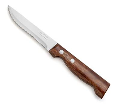 JAMON ARCOS Couteau &agrave; steak C&ocirc;te &agrave; l'os lame crant&eacute;e 11 cm - Bois Brun