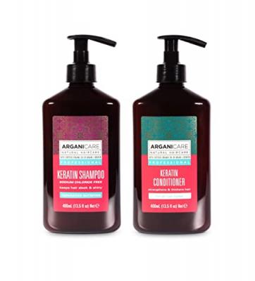 ARGANICARE Duo shampoing et apr&egrave;s-shampoing r&eacute;parateur &agrave; la k&eacute;ratine - 