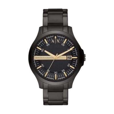 ARMANI EXCHANGE Montre  &agrave; trois aiguilles avec date en acier inoxydable, noire, pour homme, AX2413