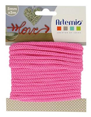 ARTEMIO Cordon en tricotin tout fait fuschia &agrave;5mm x 5m - art&eacute;mio