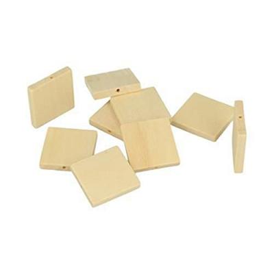 ARTEMIO  Set de 12 Perles Plates Carr&eacute;es &agrave; D&eacute;corer, Bois, Jaune, 14 x 1,5 x 18 cm 21005022