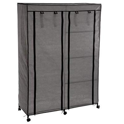 Armoire de rangement 4 &eacute;tag&egrave;res et 1 penderie gris en tissu