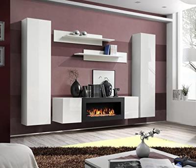 ASSMANN ELECTRONIC Meuble mural & chemin&eacute;e ""fly vi"" 260cm blanc