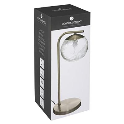 ATMOSPHERA  - Lampe &agrave; Poser en M&eacute;tal Mordor&eacute; et Verre stri&eacute; H 45 cm