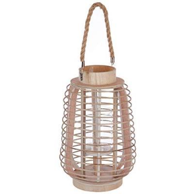 PARIS PRIX Lanterne en rotin ethnique Azia - H. 33 cm - Beige