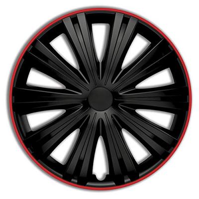 AUTOSTYLE Jeu de enjoliveurs de roue 4 pi&egrave;ces Giga R 16 pouces noir / rouge