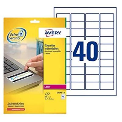 AVERY Lot De 800 Etiquettes Laser Indecollables 457x254 Mm