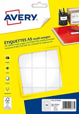 AVERY  - Etui de 400 &eacute;tiquettes autocollantes, Format 38,5 x 26,5 mm