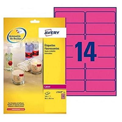 AVERY Lot De 350 &Eacute;tiquettes Laser Rose Fluorescent 991 X 381 Mm