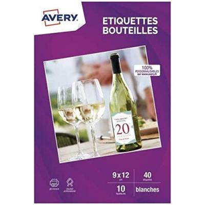 AVERY DENNISON Etiquettes pour bouteilles - 12 x 9 cm - 40 &eacute;tiquettes (10 Feuilles)