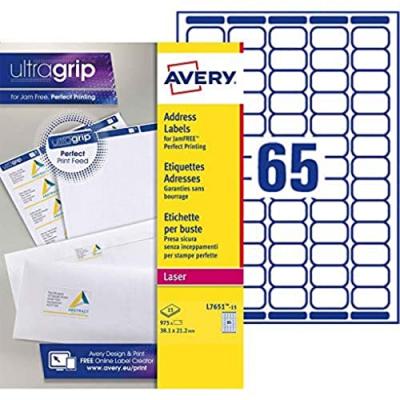 AVERY  Mini Labels - Adh&eacute;sif permanent - blanc - 38.1 x 21.2 mm 975 &eacute;tiquette(s) (15 feuille(s) x 65 &eacute;tiquettes adresses