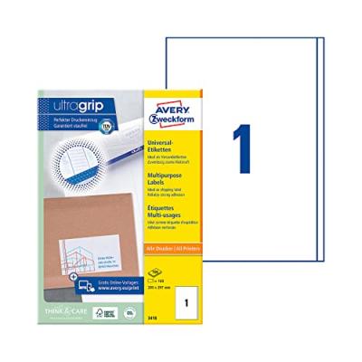 AVERY DENNISON AVERY/Zweckform &eacute;tiquettes, 200 x 297 mm, bord &agrave; droite