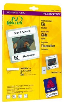 AVERY ZWECKFORM Avery Stick+Lift Etiquette pour diapositives