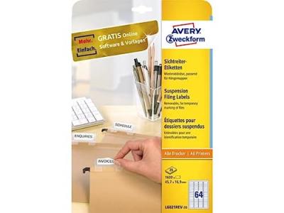 AVERY  Etiquettes pour dossiers suspendus, blanc