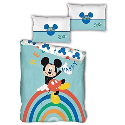 AYMAX Parure de lit simple- Mickey sur un arc en ciel - 140 cm x 200 cm