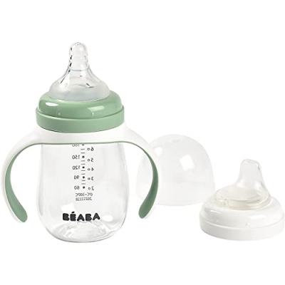 BEABA &reg; Biberon d'apprentissage 2en1 tritane, vert sauge 210 ml