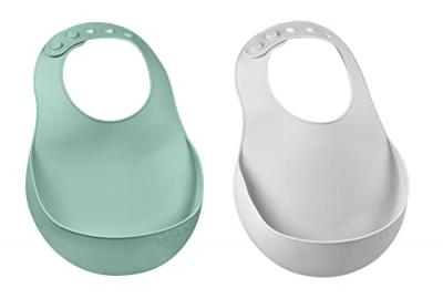  Lot De 2 Bavoirs En Silicone Light Mist Et Sage Green