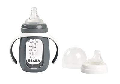 BEABA Biberon verre d'apprentissage 210 ml mineral grey gris