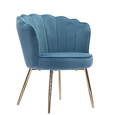 BAITA Fauteuil callista en velours bleu avec pieds dor&eacute; - Bleu