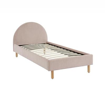 BAITA BA&Iuml;TA - Lit Enfant Velours cotel&eacute; Rose sommier 90x190 Inclus